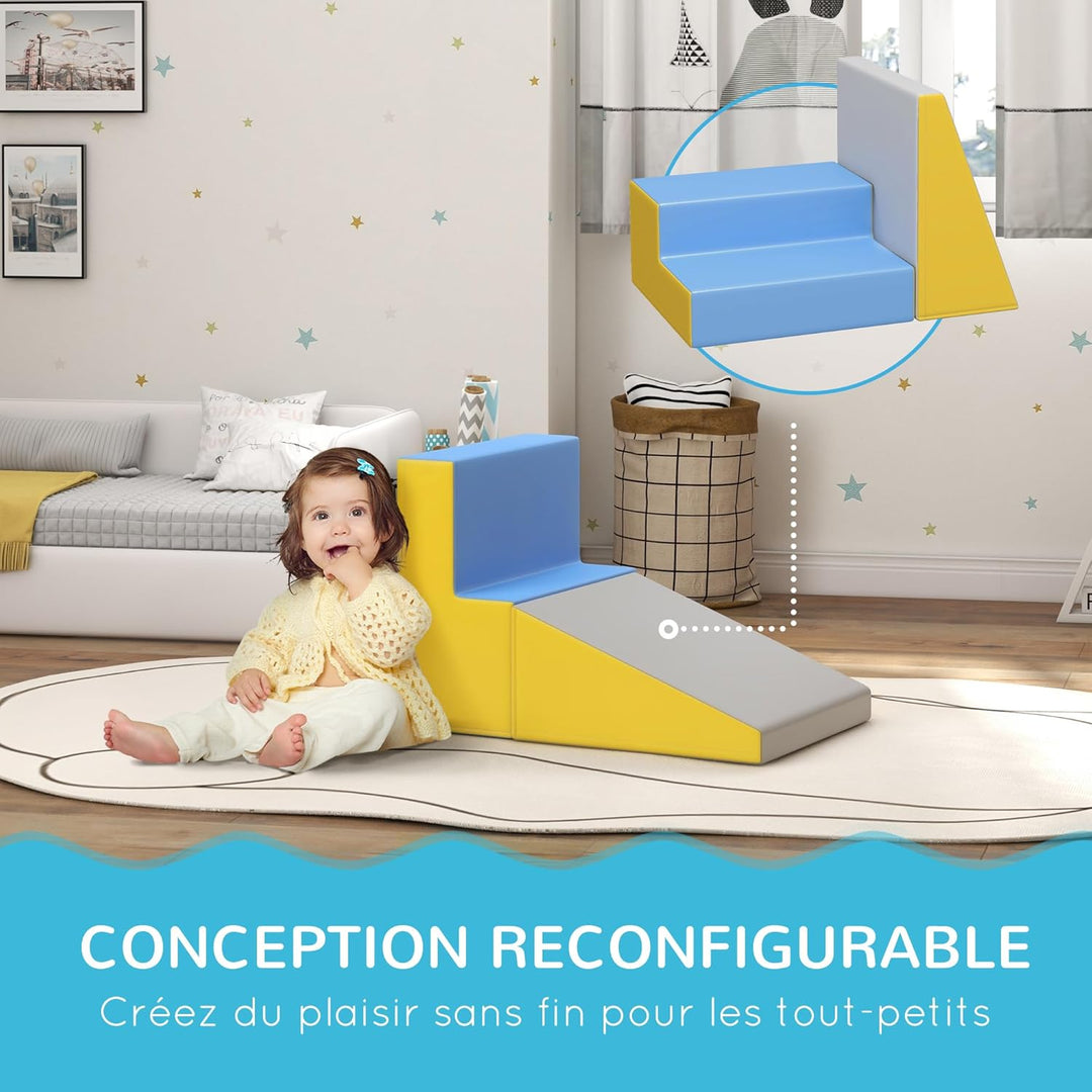 HOMCOM Baby-Motorik-Parcours, modular, Kletterspielzeug, Schaumstoff-Bausteine Lernspielzeug, 2 Ries