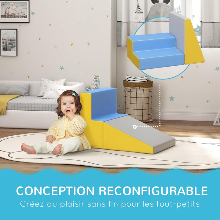 HOMCOM Baby-Motorik-Parcours, modular, Kletterspielzeug, Schaumstoff-Bausteine Lernspielzeug, 2 Ries