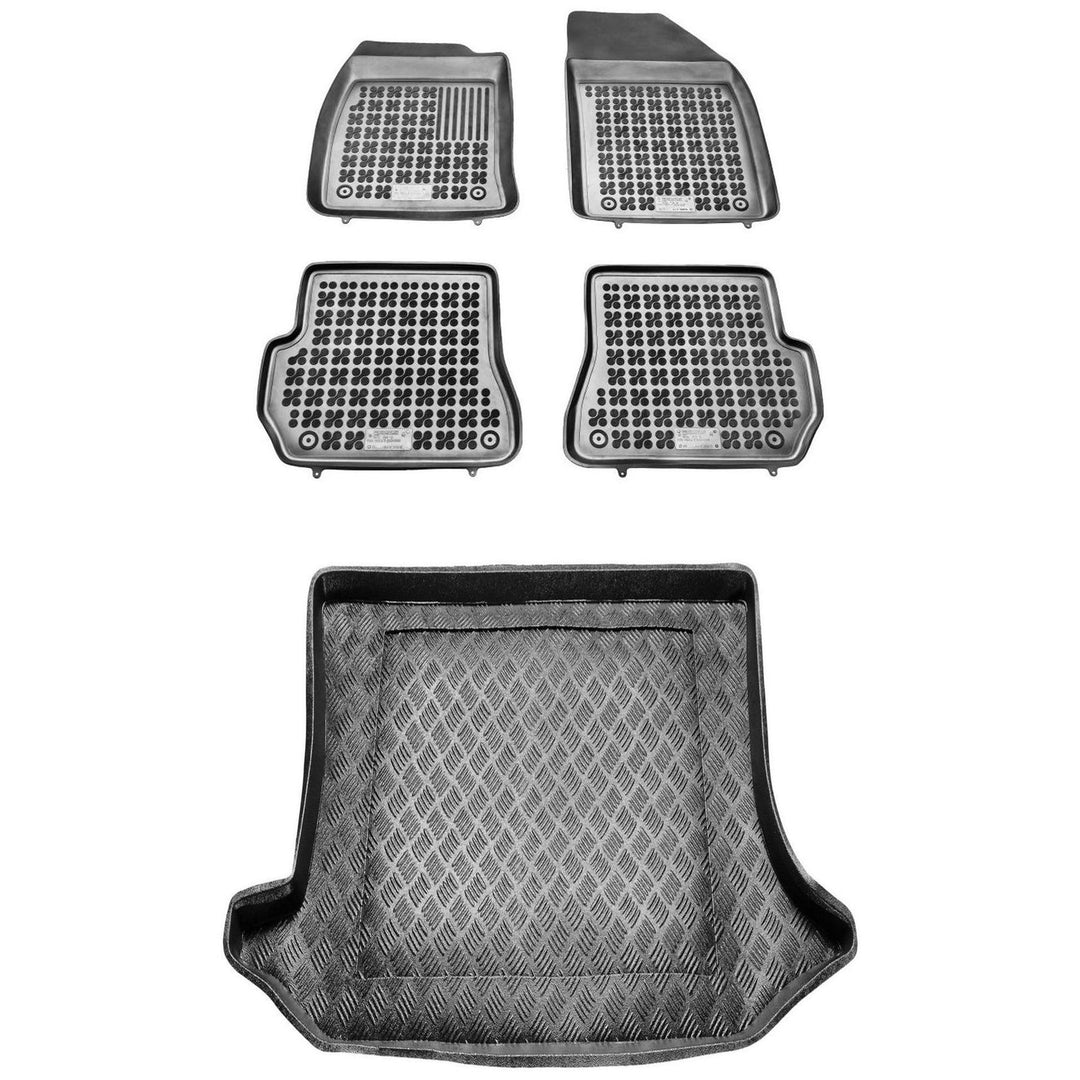 M MOTOS Satz Gummifussmatten und PE Kofferraumwanne für Ford Fiesta V 2002-2006 Verbessern Sie Ihren