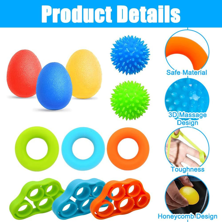 Fingertrainer Handtrainer Ball Set, 11 Stück Handtrainer Fingertrainer Ball Weich mit 3 Stärken für