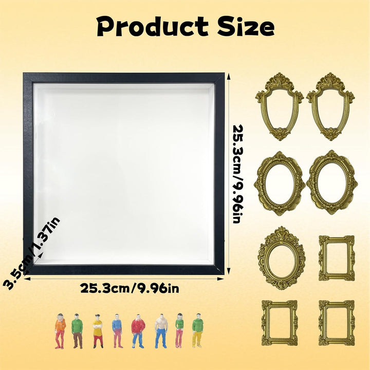 Kleine Bilderrahme Mini mit LED Licht, Mini Museunm Bilderrahmen Vintager, DIY Museum Silhouetter Bo