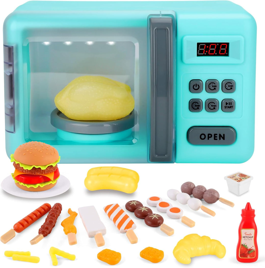 deAO Mikrowellenspielzeug für den Ofen, Spielzeug, Cooking Play Kit mit realistischem Licht, Sound &