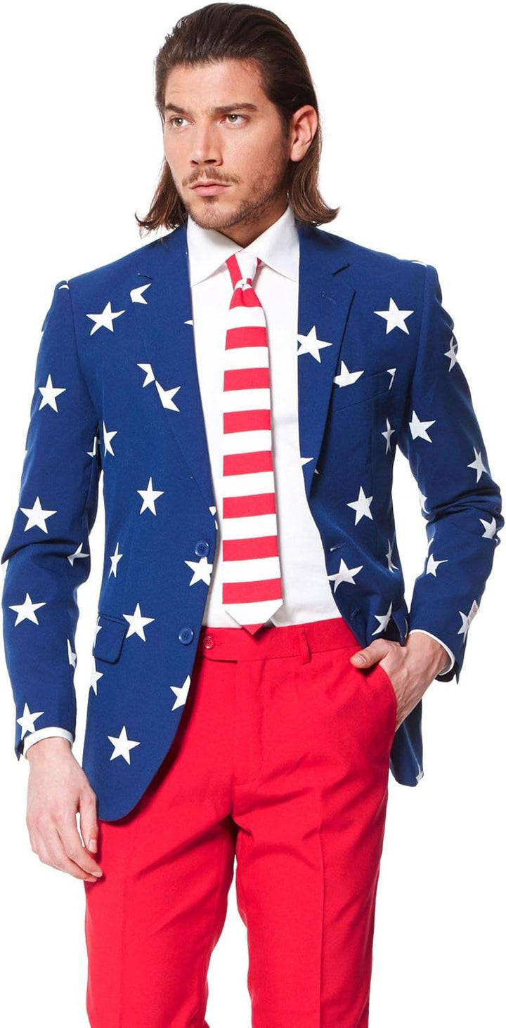 Opposuits OSUI-0023-EU50 - Stars and Stripes - USA Kostüm, Grösse 50, mehrfarbig 50 Mehrfarbig, 50 M