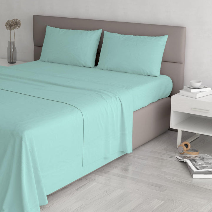 Italian Bed Linen Max Color Bettwäsche-Set, Wassergrün, Doppelte, Wassergrün
