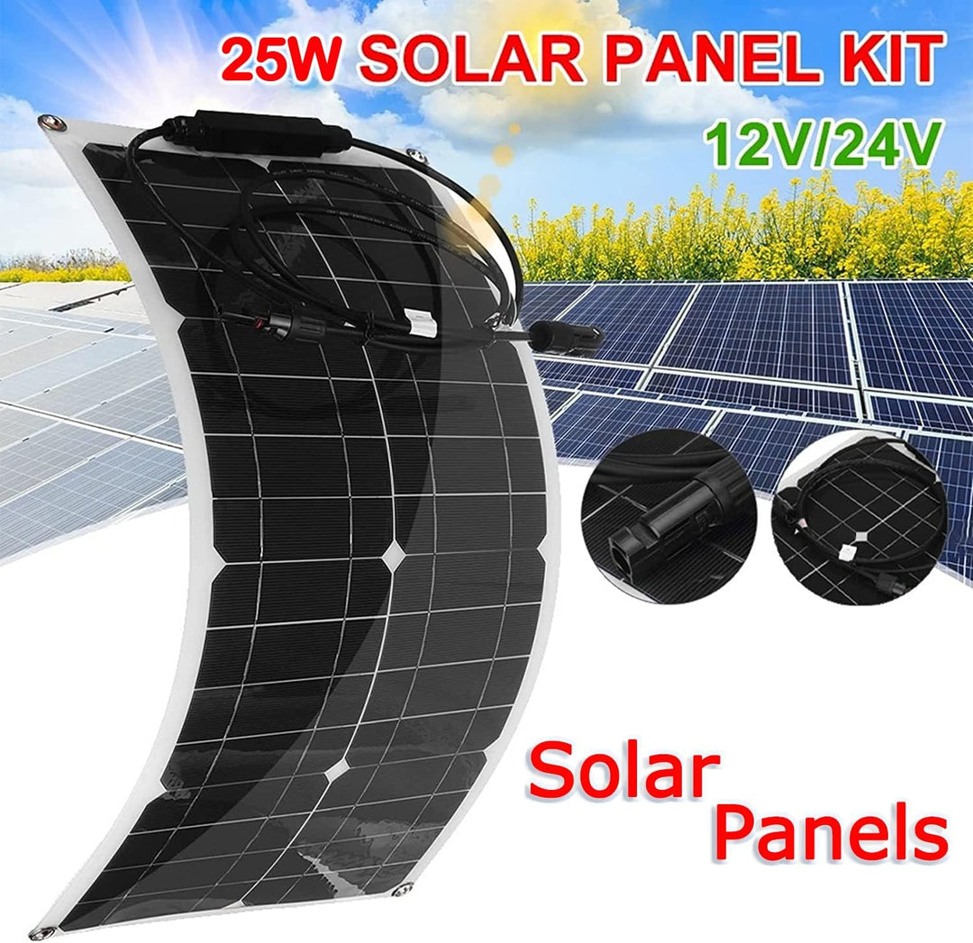 25 Watt 12 Volt flexibles monokristallines Solarpanel für Wohnmobile Camper Van Boote und mehr (Sola