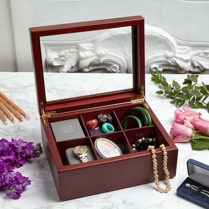 Apace Living Tee Box Luxeriöse Tee Aufbewahrung Box Holz – 6 Fächer für die Aufbewahrung von Teebeut