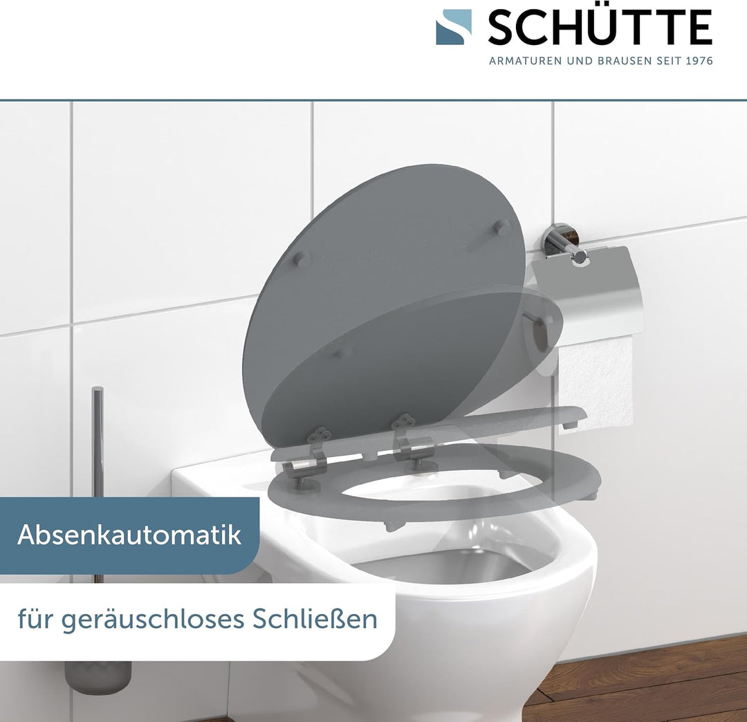 SCHÜTTE WC-Sitz mit Absenkautomatik aus Holz, hochwertiger Toilettendeckel mit 175kg Belastbarkeit,