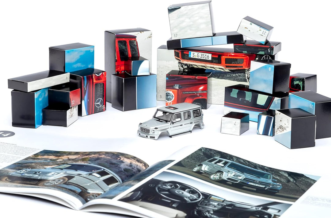 FRANZIS 67052 - Mercedes Benz G-Klasse Adventskalender 2019, Modellbausatz im Massstab 1:43, inkl. S