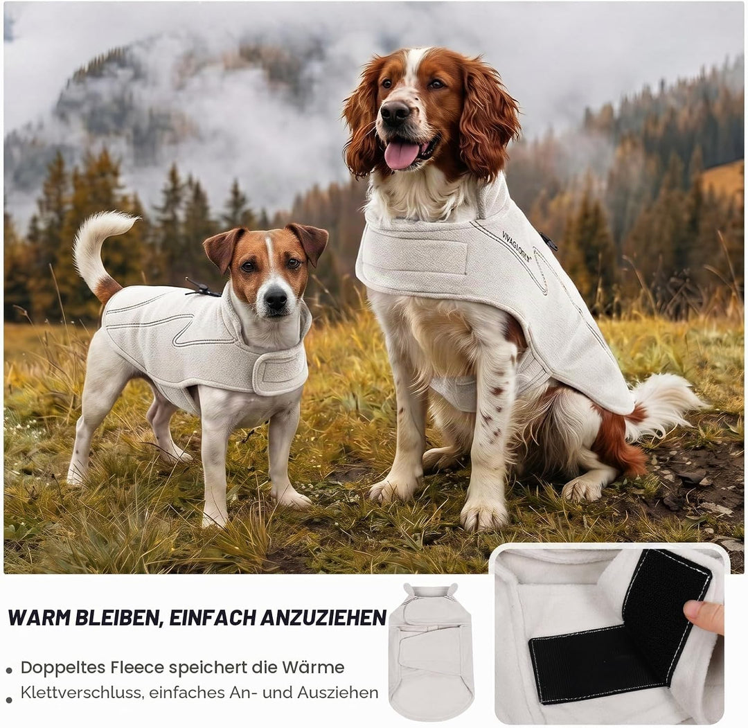 VIVAGLORY Wintermantel Hund Cozywrap Hundemantel Fleecemantel, XL, Beige | Reflektierend &amp; Softshell