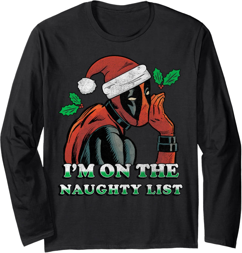 Marvel Deadpool Santa Secret Naughty List Weihnachten Langarmshirt