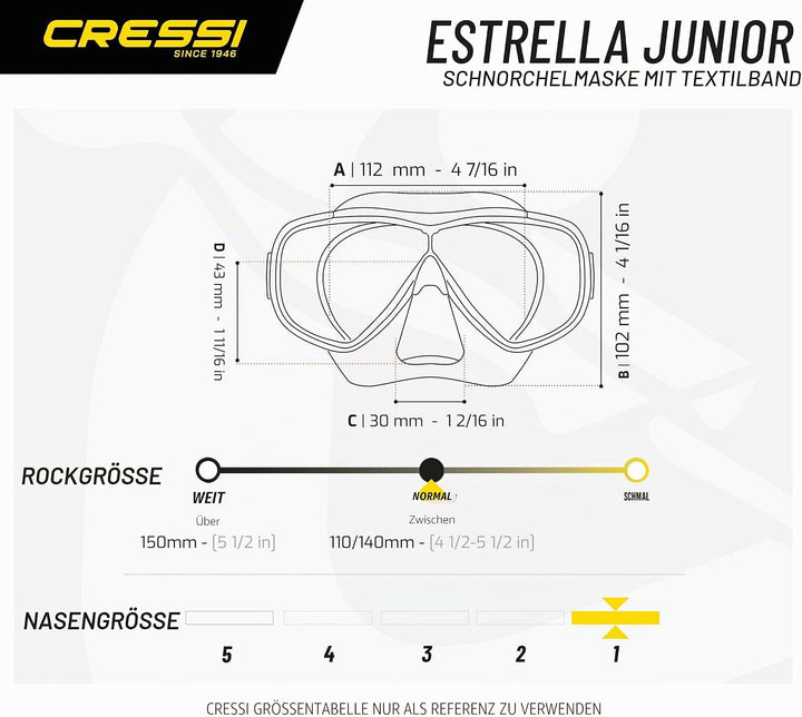 Cressi Estrella Jr - Maske zum Tauchen und Schnorcheln Transparent/Rosa Maske, Transparent/Rosa Mask