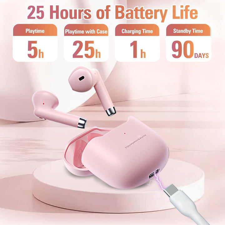 Rosa In Ear Kopfhörer kabellos Bluetooth für iPhone Android Kopfhörer kleine Ohren Headphones Earpho