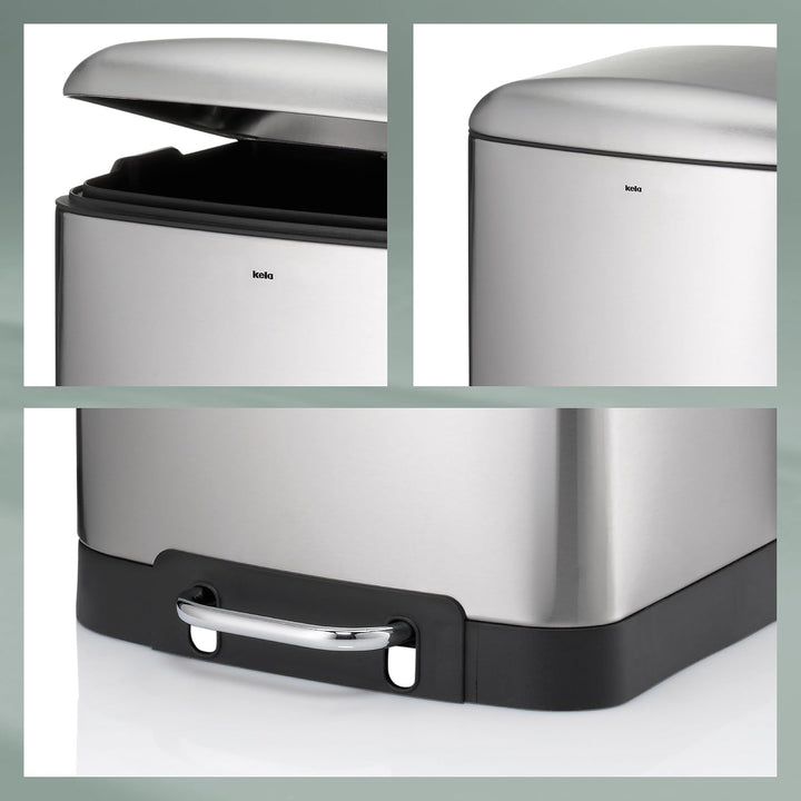 kela Tretmülleimer 6l, Kosmetikeimer mit Silent-Close-Deckel, Absenkautomatik DAVINO, Edelstahl Badm