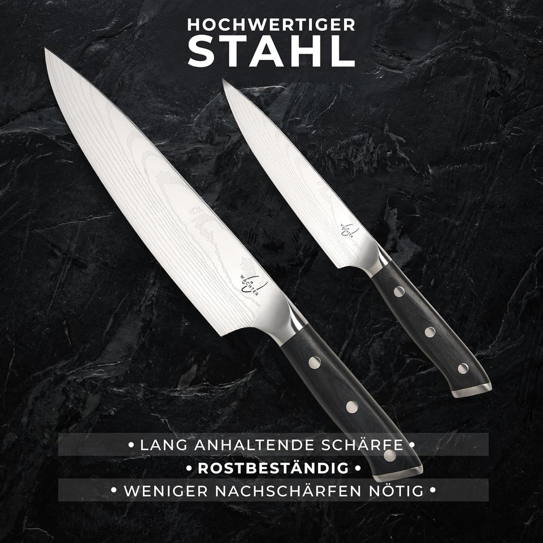 Wächter Messer Set duo – Kochmesser aus hochwertigem Edelstahl | scharf & rostfrei | Ergonomischer G