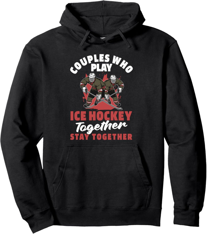Eishockey Paar Hockeyschläger Eishockeyteam - Puck Eishockey Pullover Hoodie