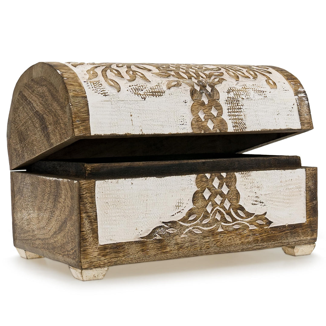 Kunstversteck Schatzkiste Baum des Lebens Design 2, massive Holz-Schatulle Dekobox 24x 15 x 15 cm, w