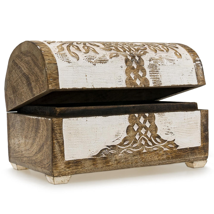 Kunstversteck Schatzkiste Baum des Lebens Design 2, massive Holz-Schatulle Dekobox 24x 15 x 15 cm, w