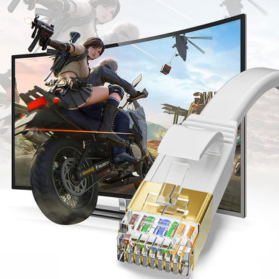 Lan Kabel 15 Meter Cat 7, Flach Netzwerkkabel Dünn 15m Weiss Wlan Kabel High Speed Lankabelverlaenge