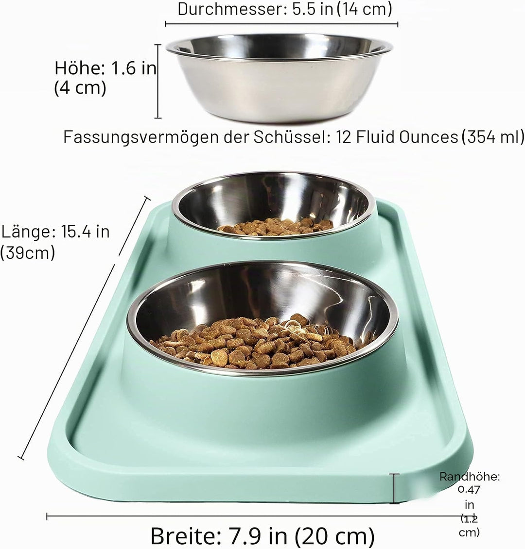 Katzenfutternäpfe, Katzennäpfe, rutschfest und auslaufsicher, Silikonmatten mit Ständer, herausnehmb