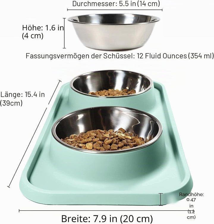 Katzenfutternäpfe, Katzennäpfe, rutschfest und auslaufsicher, Silikonmatten mit Ständer, herausnehmb