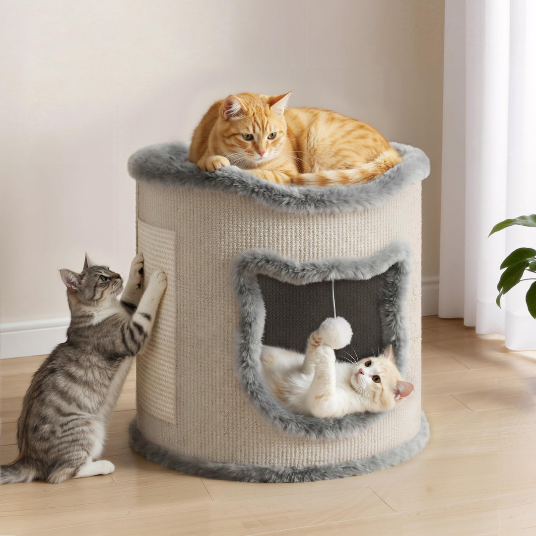 40x40x34cm Grosses Katzenhaus, belastbar 30 kg, Komfortables Katzenbett, Katzen Bettchen, Katzenhöhl