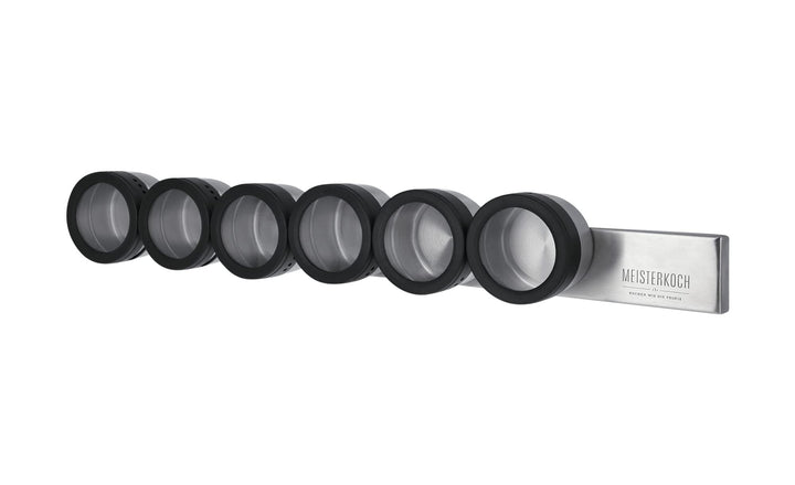 MEISTERKOCH Gewürzdosen-Set 6-teilig aus Edelstahl, 6 Gewürzdosen mit Glasdeckel und Ausschüttöffnun