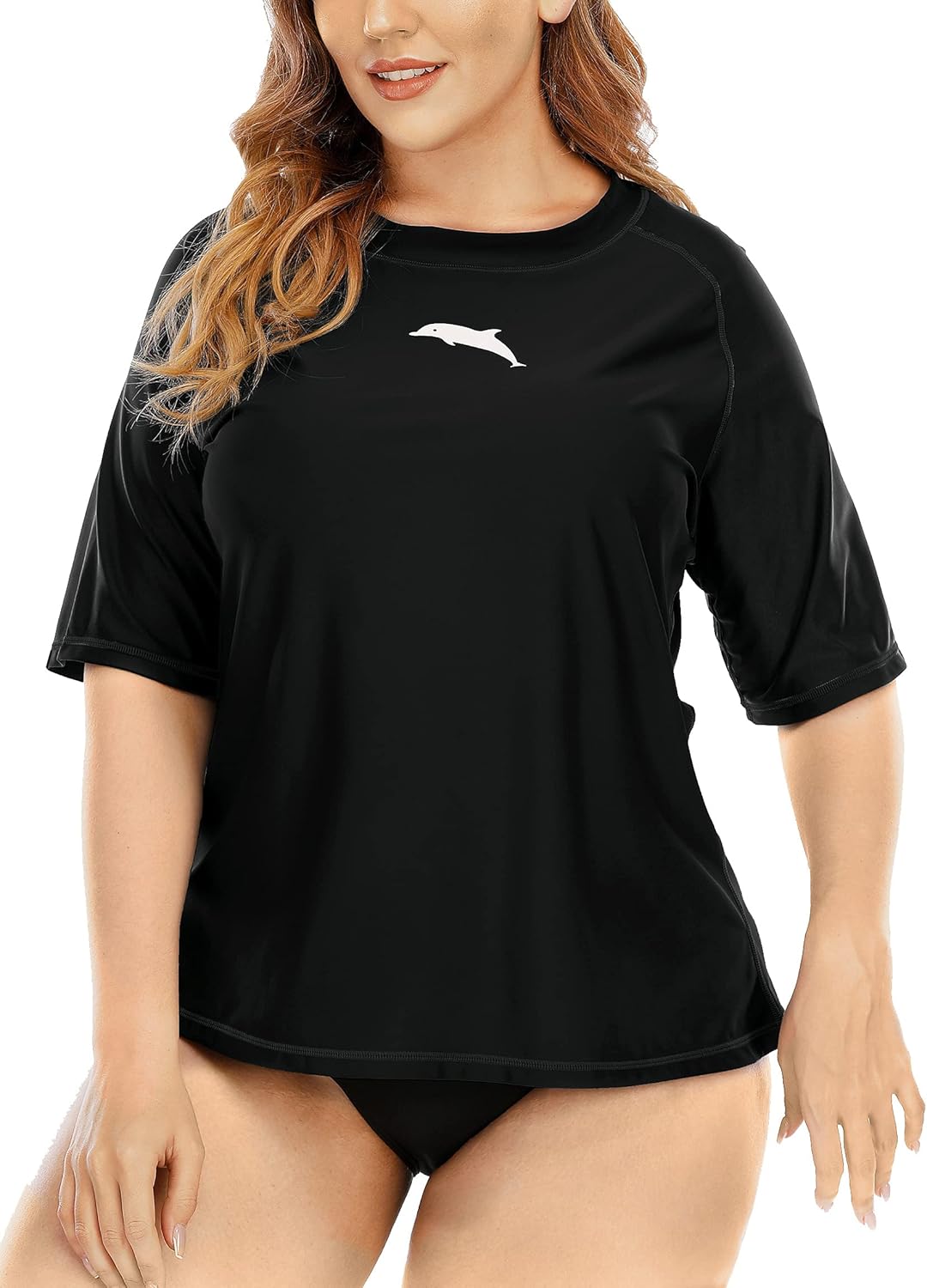 Halcurt UV Shirt Damen Übergrösse Rash Guard Kurzarm UPF 50+ Badeshirt UV Schutz Schwimmshirt Schnel