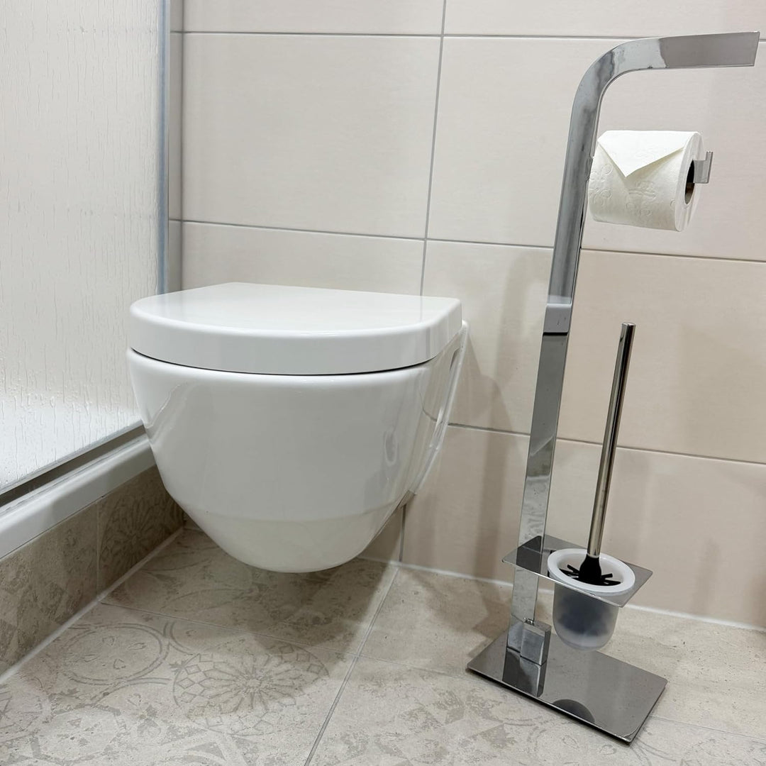 Kela 21991, WC-Bürstentopf und Papierhalterung, Toilettengarnitur, Metall, Canna, 81cm, Verchromt
