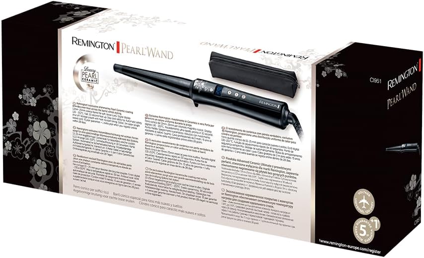 Remington Lockenstab [kegelförmig 13-25mm] Pearl Digital (hochwertige Keramikbeschichtung mit echten