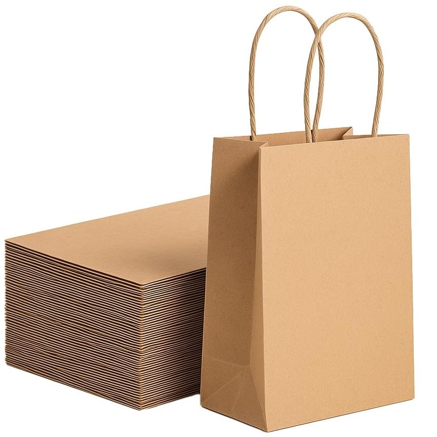 Pakomat Papiertüten Braun 18x22cm, 250 Stück – Kraftpapiertüten mit Henkel, Geschenktüten für Kinder