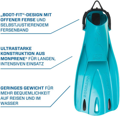 SCUBAPRO GO Sport Geräteflosse Fersenbandflosse Türkis/Ausflug, einfarbig (Getaway Solids) XL, Türki