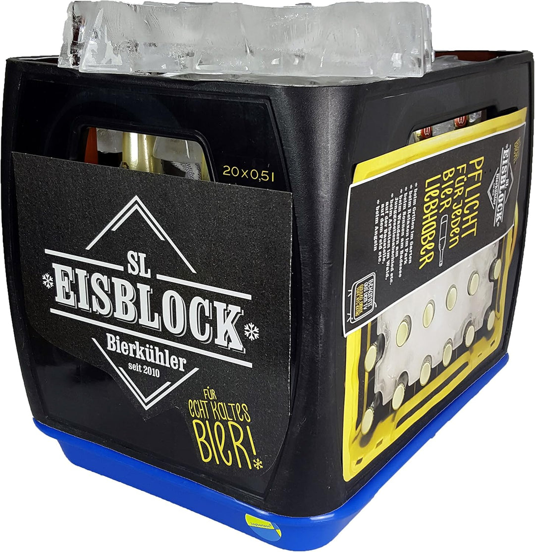 SL-Eisblock - Getränkekühler Bierkühler BLAU in Geschenkverpackung für 0,5l Flaschen MADE IN GERMANY