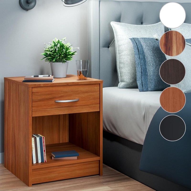 Casaria® Nachttisch Kirschholz 50x40x35cm mit Schublade Holz Modern 50cm Komforthöhe Boxspringbett S