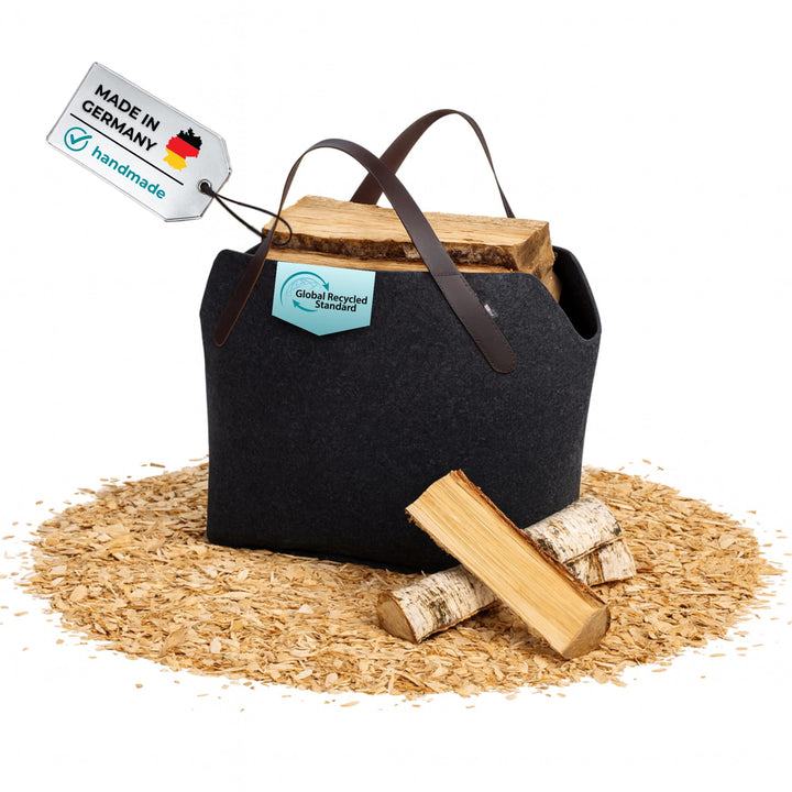 kontor28® - Kaminholzkorb aus Premium Filz 100% MADE IN GERMANY | Brennholzkorb Füllvolumen 65 L mit