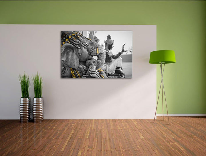 thailändische Elefantengottheit schwarz/weiss Format: 100x70 auf Leinwand, XXL riesige Bilder fertig