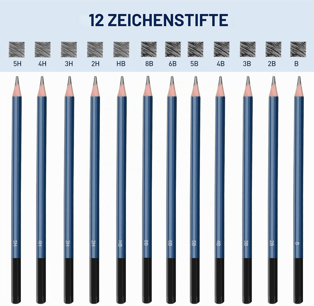 Skizzen Zeichen Bleistift Set,Zeichenstift-Set für Skizzieren und Zeichnen Profi Art Set mit Zeichne