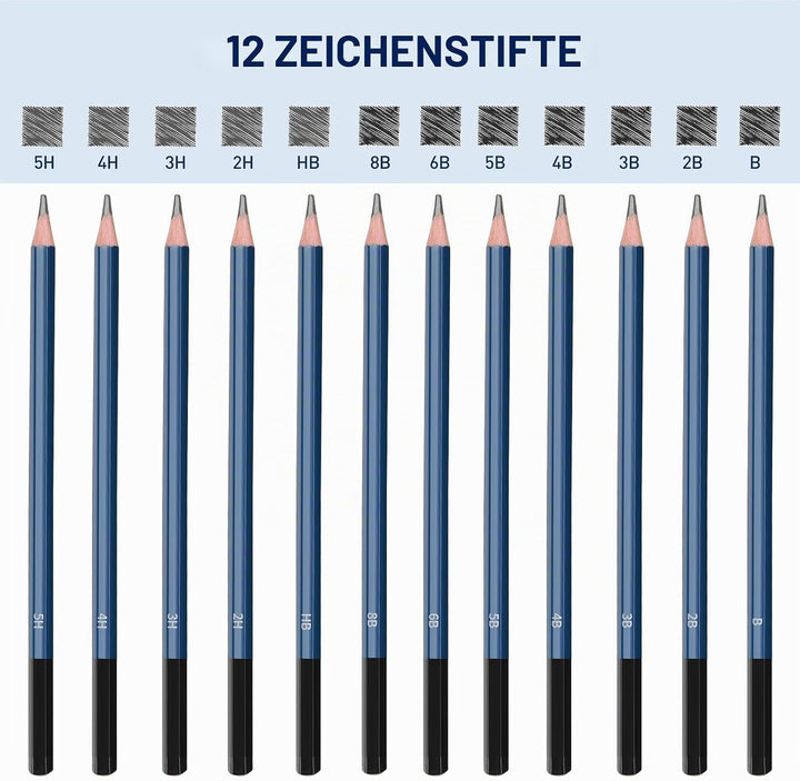 Skizzen Zeichen Bleistift Set,Zeichenstift-Set für Skizzieren und Zeichnen Profi Art Set mit Zeichne