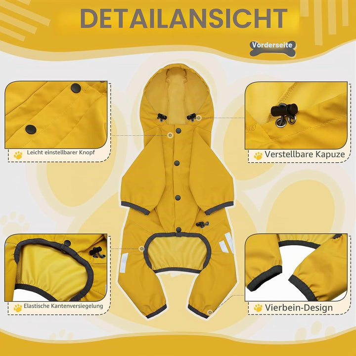 Hunderegenmantel, wasserdichte Hundejacke Hundekleidung mit Kapuze, Hunderegenmantel mit Loch für di