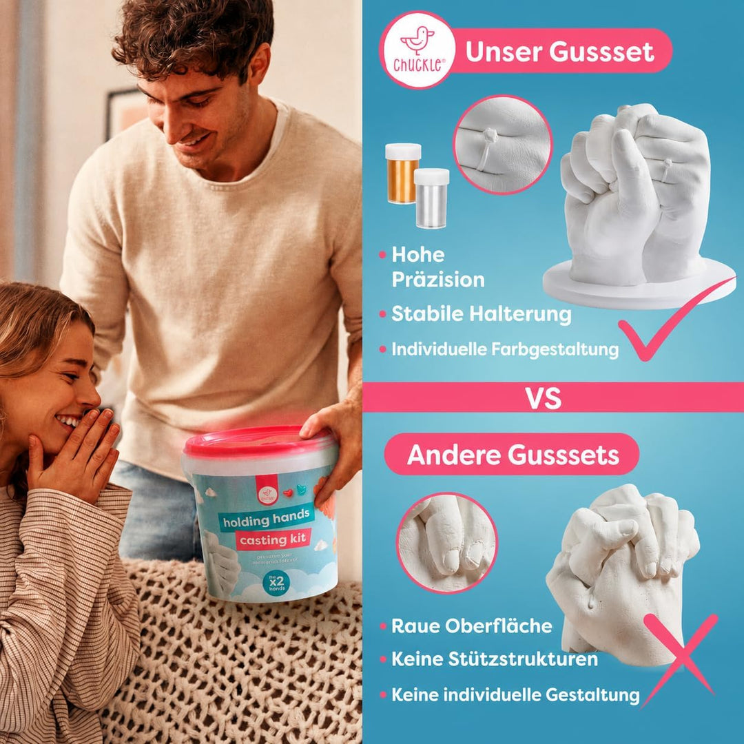 chuckle 3D Handabdruck Set für Paare, Gipsabdruck Hände, Pärchengeschenk zum Jahrestag, ungiftig & e