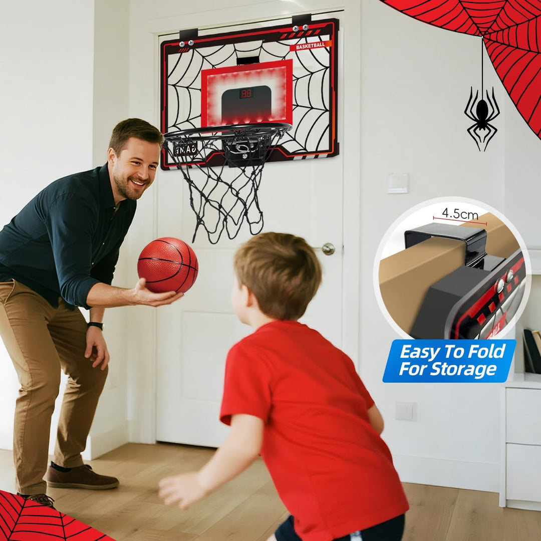 Basketballkorb Indoor Kinder, LED-Licht Mini Basketballkorb mit 3 Bällen &amp; Elektronische Anzeigetafe