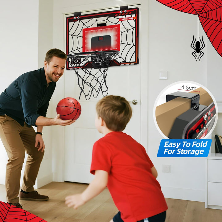 Basketballkorb Indoor Kinder, LED-Licht Mini Basketballkorb mit 3 Bällen &amp; Elektronische Anzeigetafe
