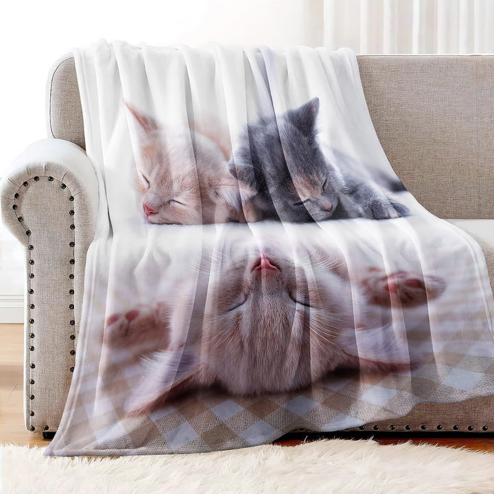 YISUMEI Bedruckte Kuscheldecke Schlafende Katzen Decke Weich Flanell Fleecedecke 150x200 cm 150 x 20
