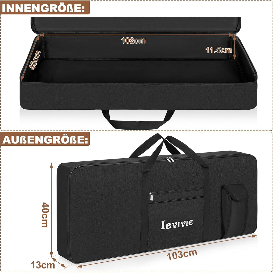 61 Key Keyboard Tasche, Robuste 600D Oxford Keyboardtasche 61 Tasten mit 10 mm Polsterung, Keyboard-