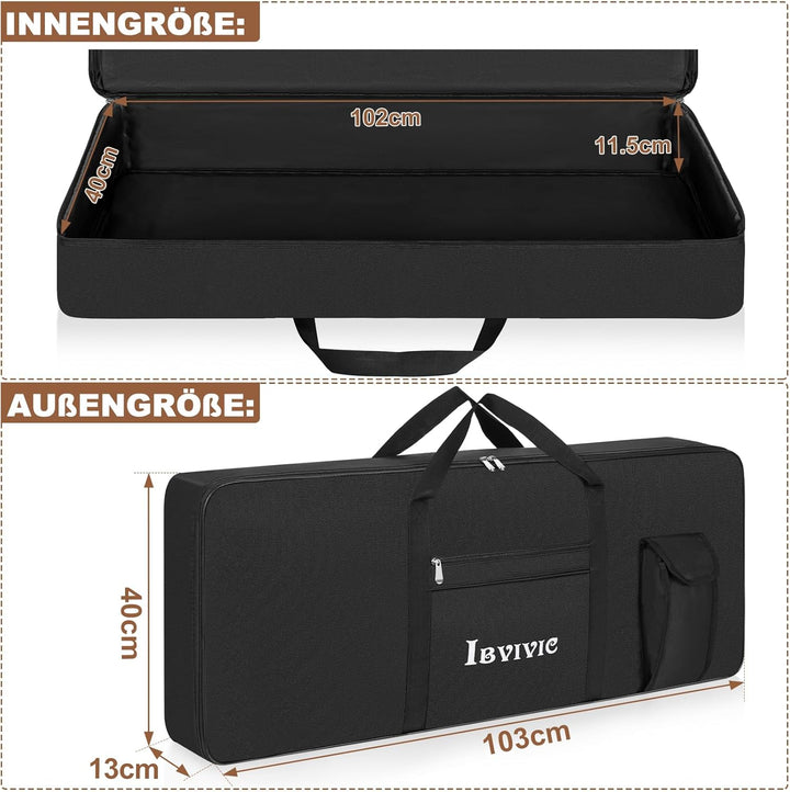 61 Key Keyboard Tasche, Robuste 600D Oxford Keyboardtasche 61 Tasten mit 10 mm Polsterung, Keyboard-