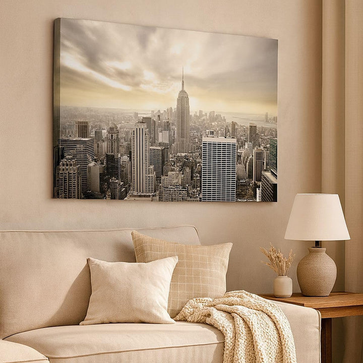 Bilder auf Leinwand 100x70cm Leinwandbild Stadt Wolkenkratzer Manhattan New York Gross Wanddeko Bild