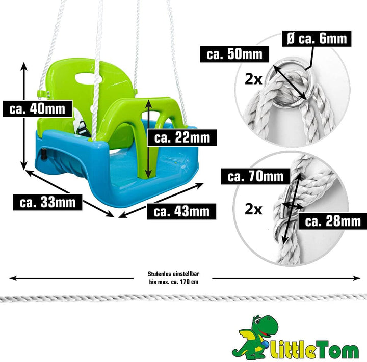 LittleTom 3-in-1 Babyschaukel Outdoor ab 6 Monate - 40x43x33 Gartenschaukel Baby Schaukel Kleinkinde
