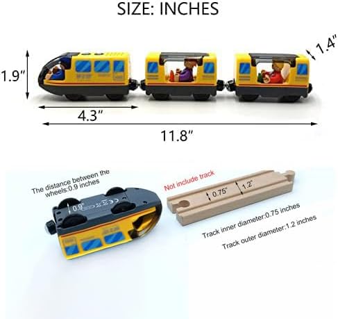 Batteriezug, magnetische Verbindung, Intercity-Zug mit Figuren für Holzeisenbahn-Gleisspielzeug, Lok