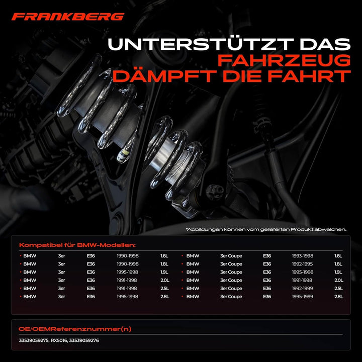 Frankberg 2x Federn Fahrwerksfeder Hinten Kompatibel mit 3er E36 316 318 320 325 328 1990-1998 3er C