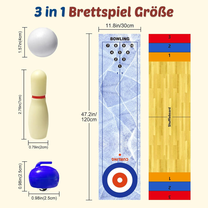 3 in 1 Shuffleboard Bowling Curling Spiel,Shuffleboard Tabelle top Games,Bowling Shuffleboard Tischs