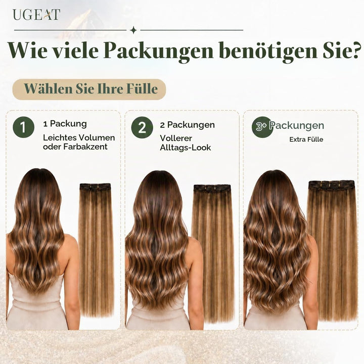 Ugeat Weft Extensions Echthaar Aschblond Balayage Tressen Extensions Echthaar Ombre Bunkelbraun Echt